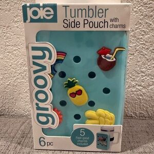 Joie Groovy Tumbler Side Pouch with Charms - Aqua NWT